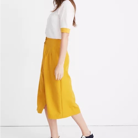 MADEWELL | Mustard Yellow Patio Button Front Cotton Midi Skirt Plus Size 24 New - Picture 4 of 5